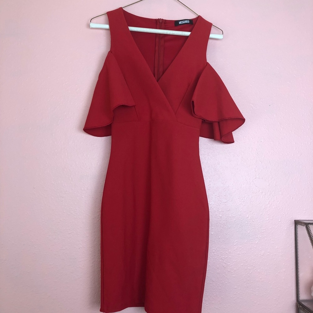 Missguided off the shoulder red dress